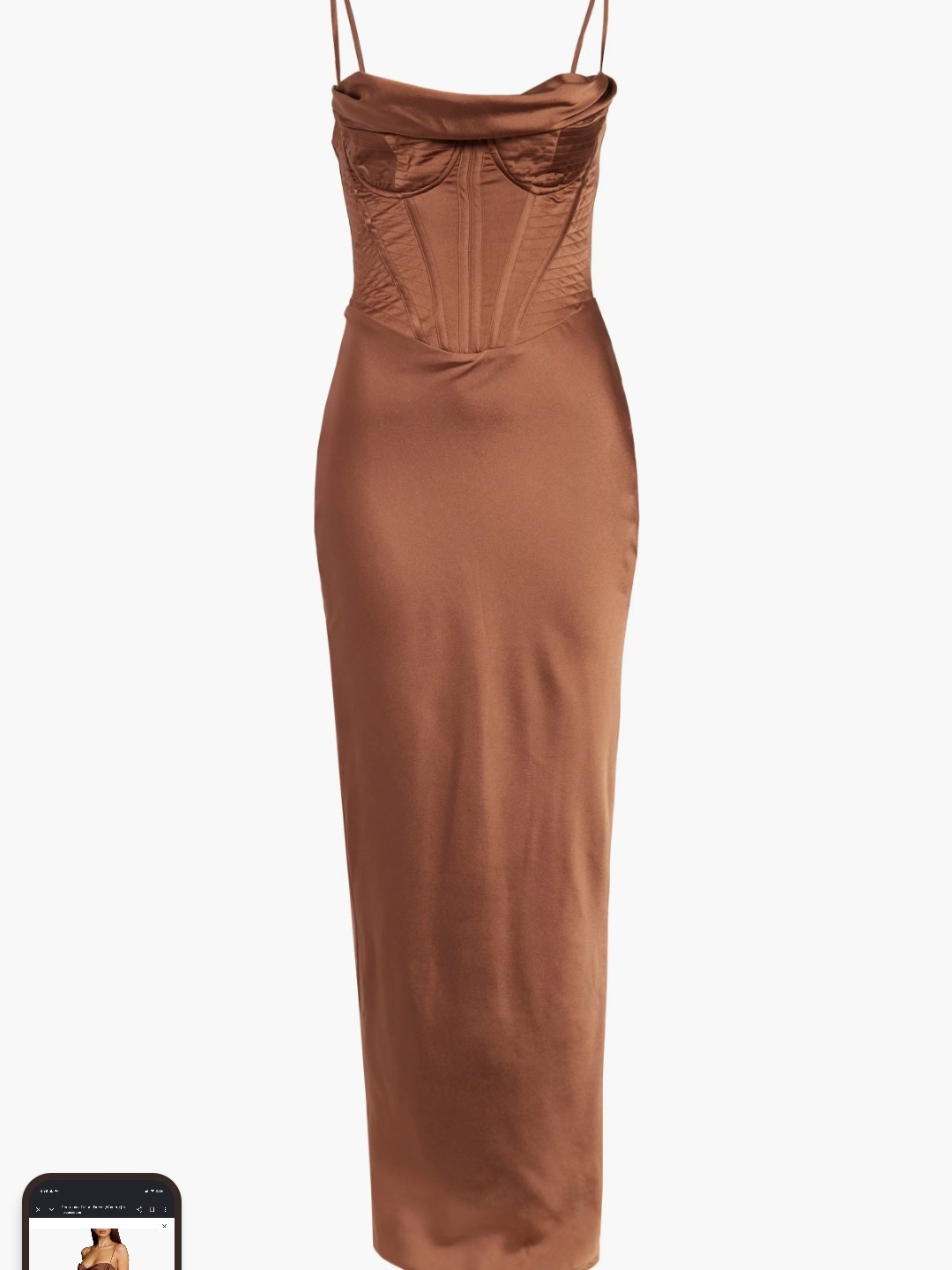 House Of Cb Brown Satin Corset Dress